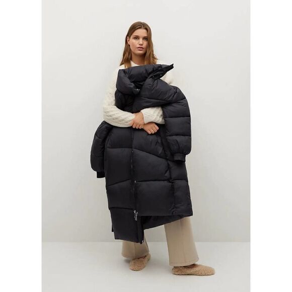 Mango Puffer Oversized Padded Coat Belted New - Picture 4 of 4